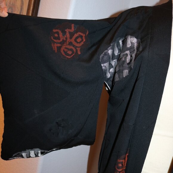 Japanese Haori Jacket - Antique Haori Silk Kimono Jacket Black - Picture 4 of 16